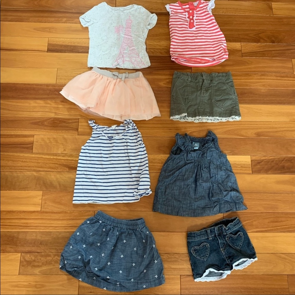 Lot Bundle of girl shirt, shorts, skirt